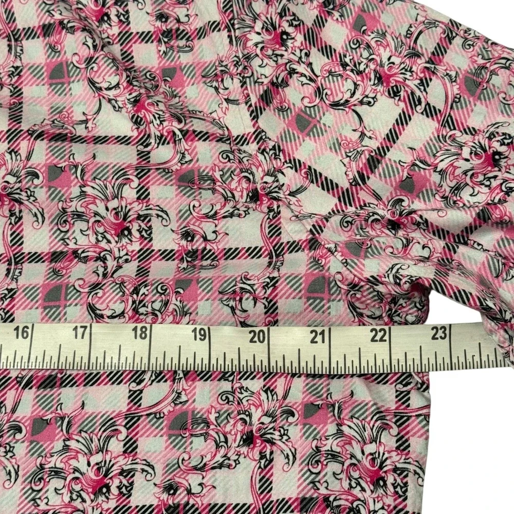 Robert Graham Vine Pink Plaid Floral Flip Cuff Long Sleeve Classic Fit Men Shirt